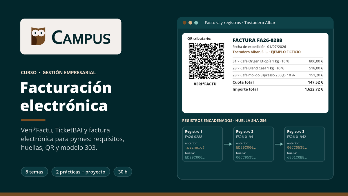 Imagen del curso Facturación electrónica, Veri*Factu y TicketBAI para pymes